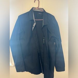 Men’s black button up dres shirt slim fit XL